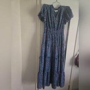 Entro Blue and Pink Floral Maxi Dress